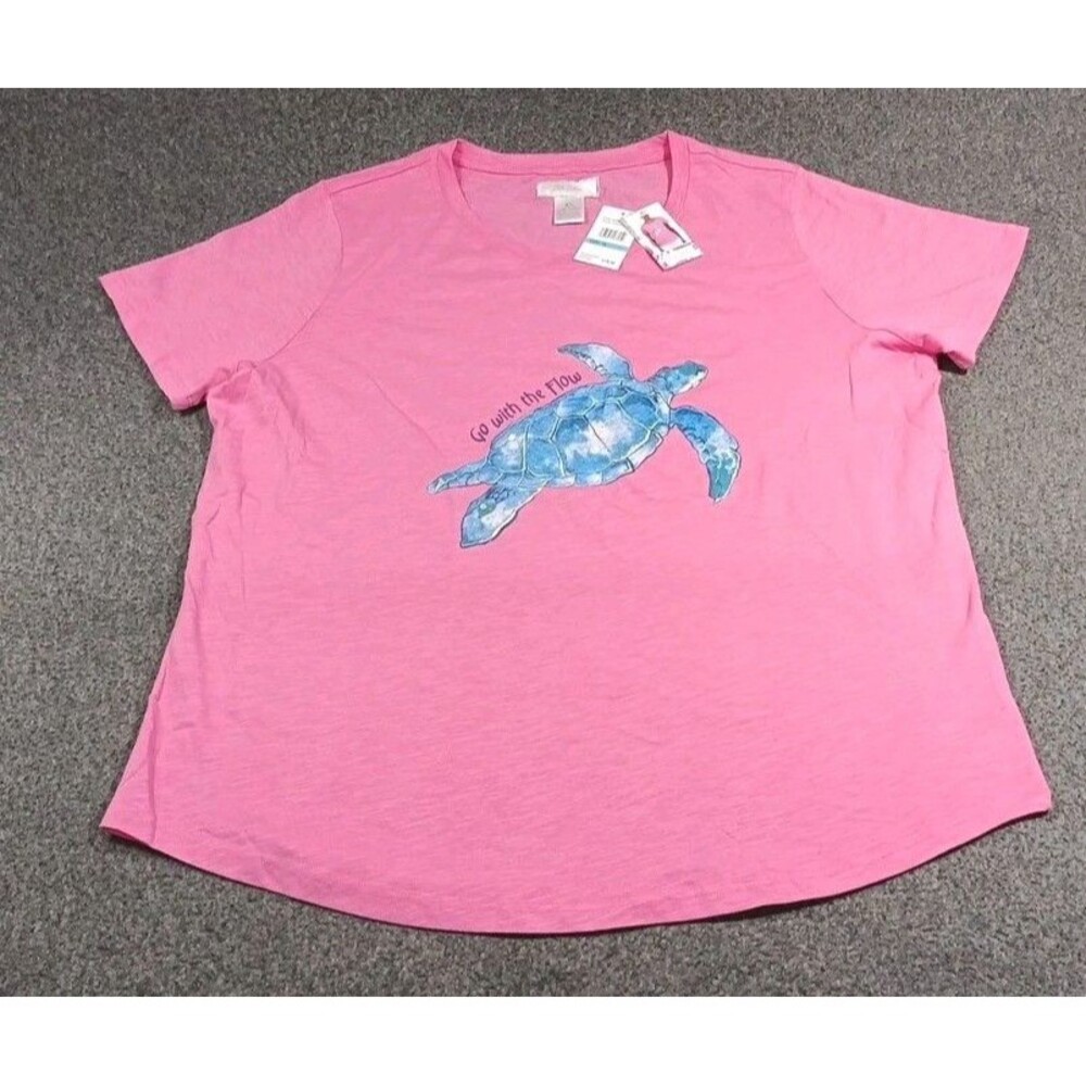 NWT Stella Parker Pink T-shirt Turtle Go with the Flow Size XL-MSRP $28 - Picture 14 of 15